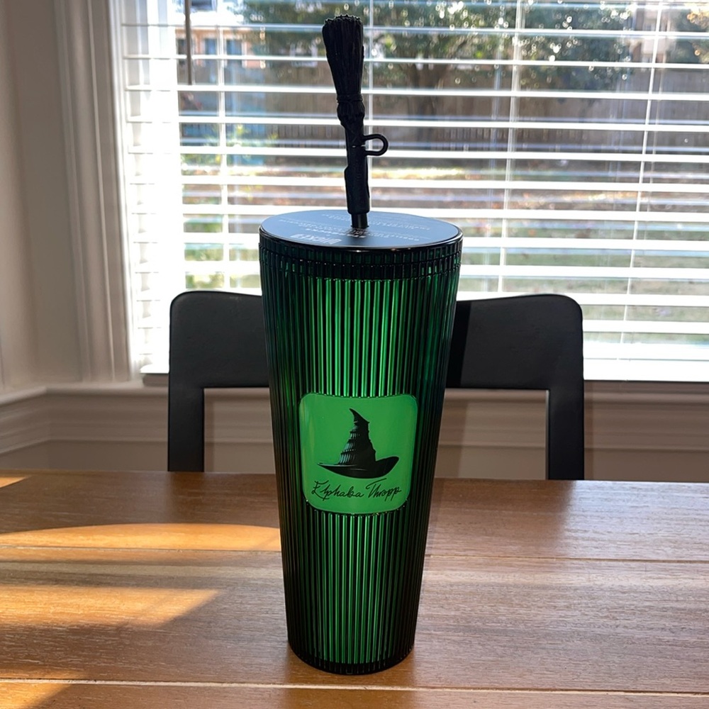 Starbucks + Wicked Glow-In-The Dark Elphaba Cup with Broom Topper